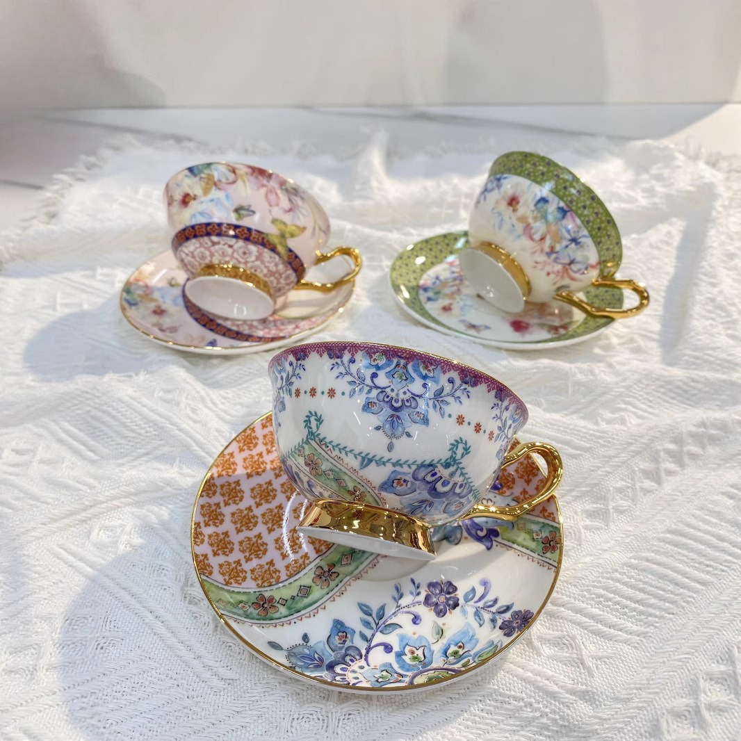 Juice Tea Coffee - Classical Porcelain Cup&saucer 220ml Gold-plated Coffee