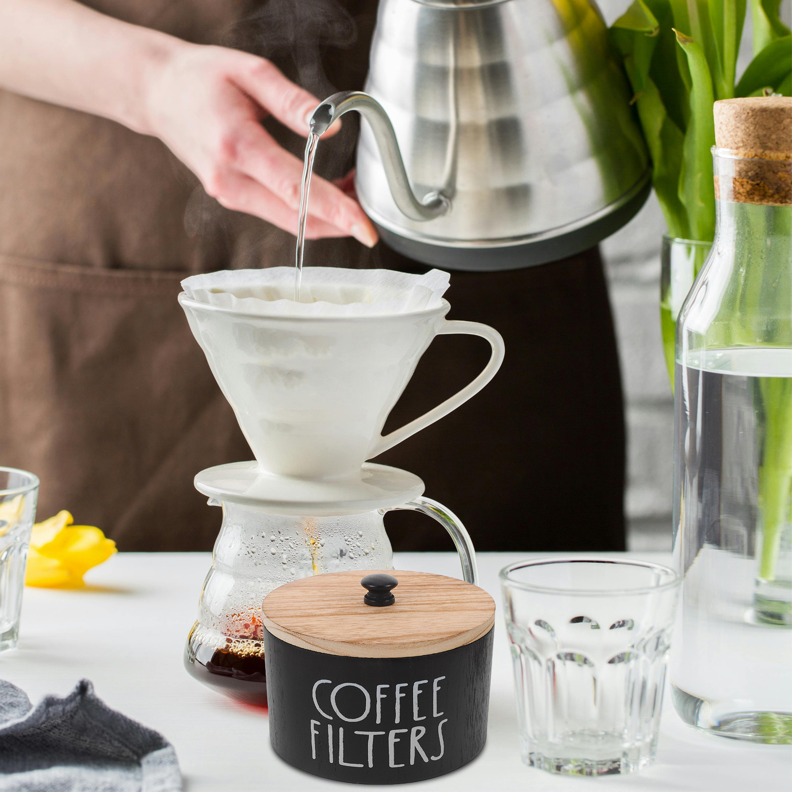Coffee Tea Bags - Premium Wood Coffee Filter Paper Storage