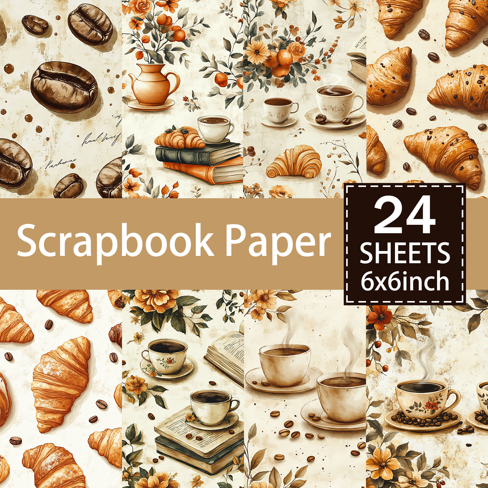 Coffee Tea Journal - 24 Sheets 6 inch Size Vintage