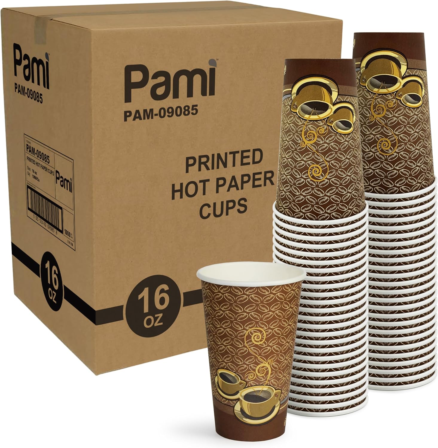 Coffee Tea Cup - Disposable Coffee Cups 16oz, Single-Use Paper