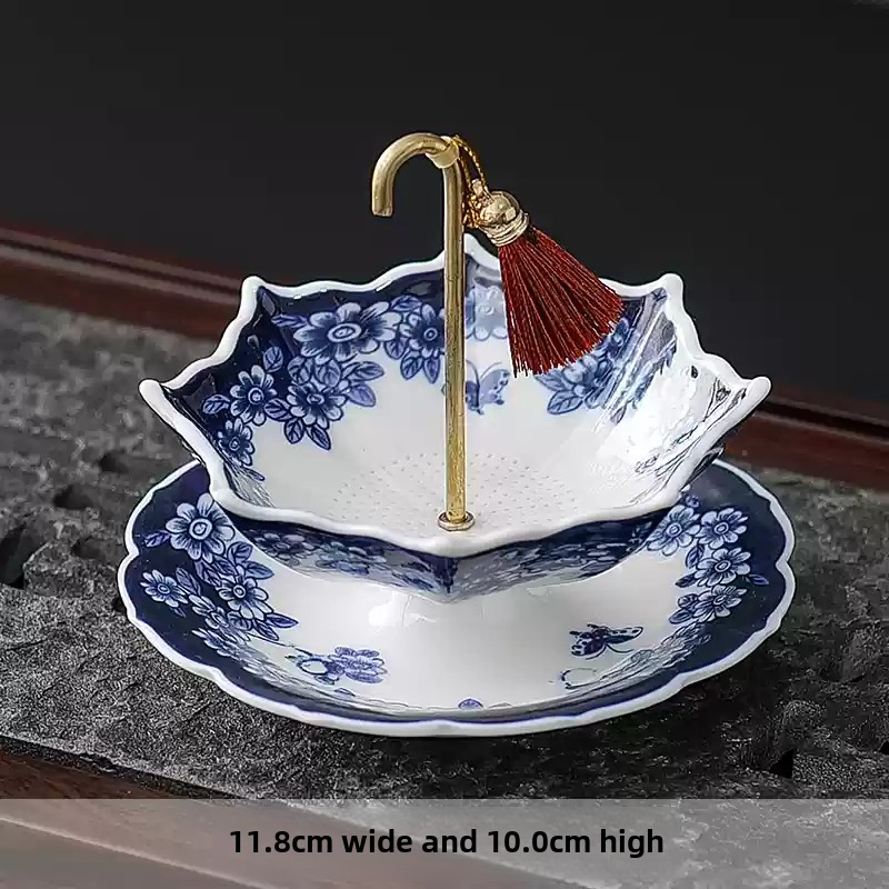 Coffee Tea In Chinese - Chinese Blue White Porcelain Umbrella Shape