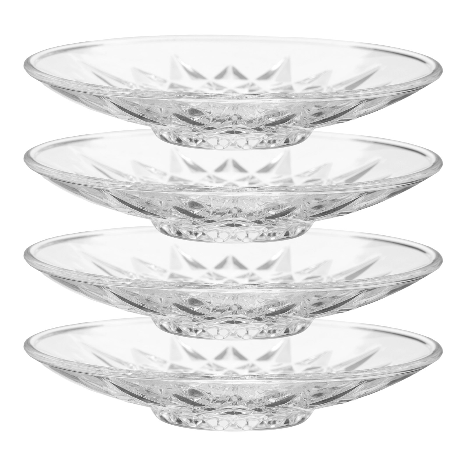Tea Coffee Set Up - 4Pcs Premium Round Glass Saucers Versatile