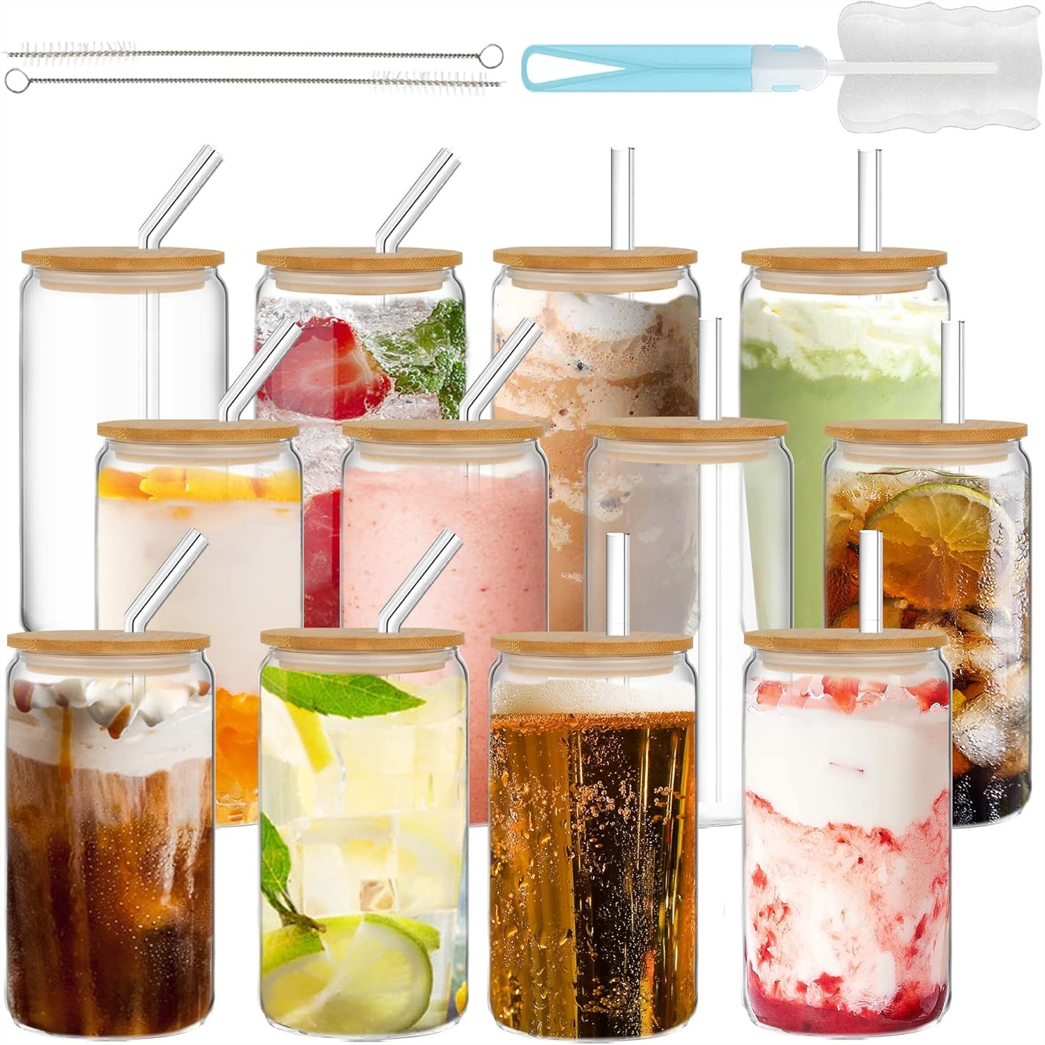 16oz Drinking Glasses with Bam - Juice Tea Coffee review and price