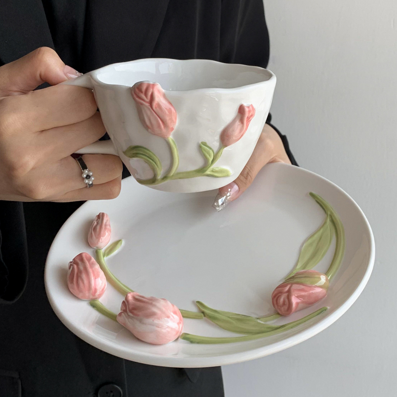 Tulip Ceramic Mug Embossed Flo - Coffee Tea Flask review and price