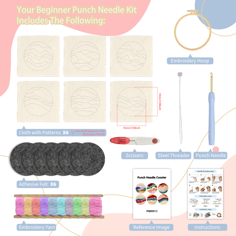 6 Pcs Flower Punch Needle Coas - Tea Coffee Set Up review and price