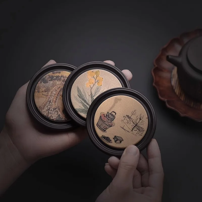Round Wood Cup Mat Heat Resist - Coffee Tea In Chinese review and price