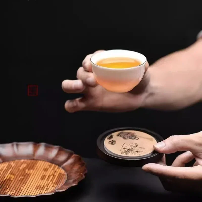 Round Wood Cup Mat Heat Resist - Coffee Tea In Chinese review and price