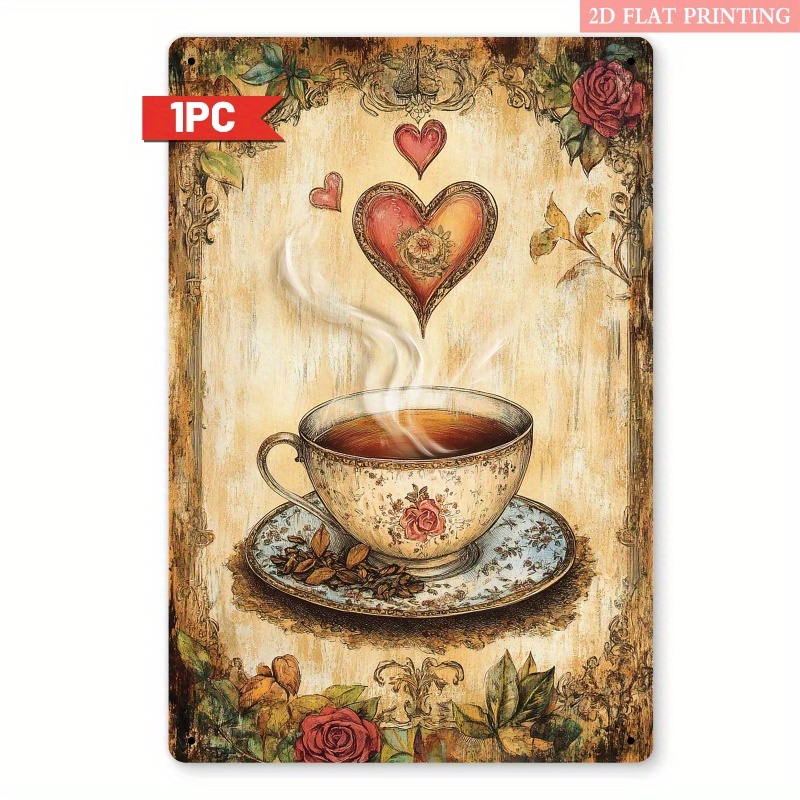 Aluminum metal sign, vintage r - Coffee Tea Cup review and price