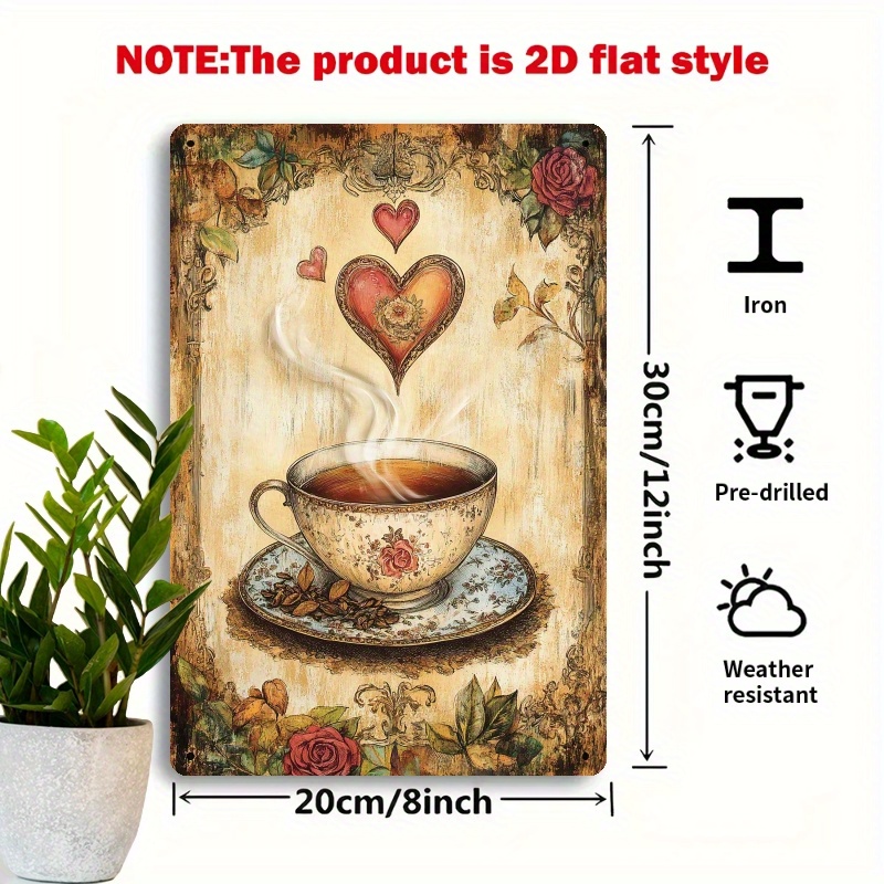 Aluminum metal sign, vintage r - Coffee Tea Cup review and price