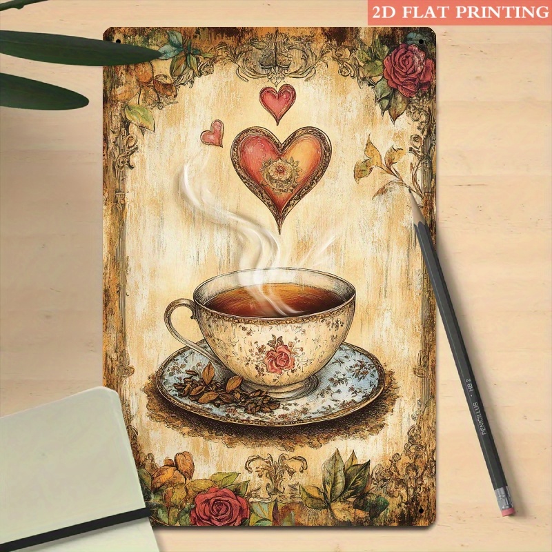 Aluminum metal sign, vintage r - Coffee Tea Cup review and price